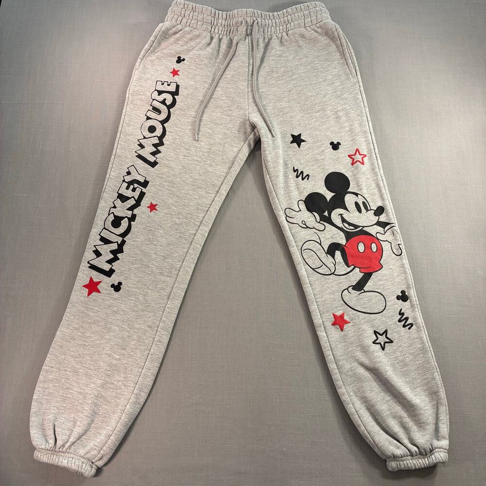 Disney Mickey Mouse Fleece Jogger Sweatpants Gray Women’s Small 4-6